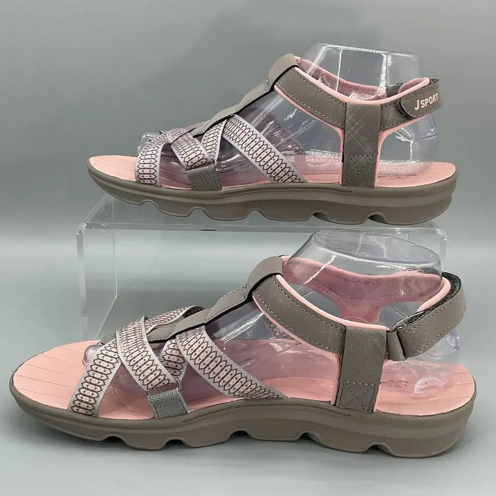 NEW Jsport Women’s Kaia Walking Sandals Grey/Pink Size 8